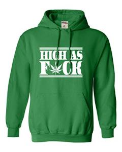Go All Out XX-Large Irish Green Mens High As Fuck Marijuana Lovers Sweatshirt Hoodie