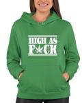 Go All Out XX-Large Irish Green Mens High As Fuck Marijuana Lovers Sweatshirt Hoodie