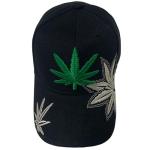 Unisex Marijuana Leaf Embroidered Dad Hat Adjustable Green Leaf Design Baseball Cap (Black)