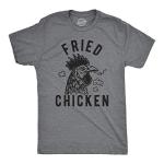 Mens Fried Chicken T Shirt Funny 420 Marijuana Graphic Novelty Tee Funny T Shirts 420 Apparel for Men Cool Food Short Sleeve Novelty Tees for Guys Dark Grey XL