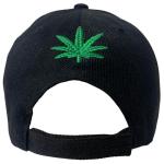 Unisex Marijuana Leaf Embroidered Dad Hat Adjustable Green Leaf Design Baseball Cap (Black)