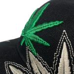 Unisex Marijuana Leaf Embroidered Dad Hat Adjustable Green Leaf Design Baseball Cap (Black)