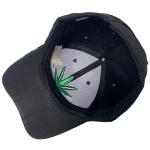 Unisex Marijuana Leaf Embroidered Dad Hat Adjustable Green Leaf Design Baseball Cap (Black)