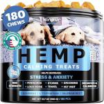 Kinpur Pet Care Calming Chews for Dogs with Hemp Oil - Aid During Thunderstorms, Separation, Car Rides - Hip and Joint Health - Tasty Dog Calming Treats, 180 Peanut Butter Flavored Chews