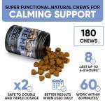 Kinpur Pet Care Calming Chews for Dogs with Hemp Oil - Aid During Thunderstorms, Separation, Car Rides - Hip and Joint Health - Tasty Dog Calming Treats, 180 Peanut Butter Flavored Chews