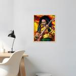 Reggae Inspired Wall Art Print – 8x10 Unframed Abstract Music Poster – Bold Colorful Guitarist Painting for Bedroom, Living Room, Dorm, Studio, or Bar – Vibrant Artwork Gift for Music Lovers