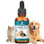 Pet Hemp Oil for Dogs and Cats - Anxiety Stress Pain Holistic Inflammation Relief - for Joint Hip Arthritis, Natural Calming Oil Drop - Organic Pets Treats