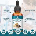 Pet Hemp Oil for Dogs and Cats - Anxiety Stress Pain Holistic Inflammation Relief - for Joint Hip Arthritis, Natural Calming Oil Drop - Organic Pets Treats