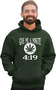 Go All Out 4X-Large Forest Green Mens Give Me A Minute 419 420 Funny Marijuana Sweatshirt Hoodie
