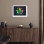 Colorful Luminescence Marijuana 5D Diamond Art Painting by Number Kits for Adults DIY Paint with Round Full Drill Diamond Gems Painting Art Craft for Home Wall Decor 11.8x15.8inch(1)