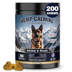 Calming Chews for Dogs 200ct Hemp Dog Calming Chews - Anxiety and Stress Relief Treats Melatonin Bites Sleep Aid for Small/Medium/Large Dogs Calm Dog - Separation, Fireworks, Thunder, Barking,Chicken