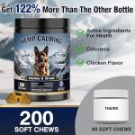 Calming Chews for Dogs 200ct Hemp Dog Calming Chews - Anxiety and Stress Relief Treats Melatonin Bites Sleep Aid for Small/Medium/Large Dogs Calm Dog - Separation, Fireworks, Thunder, Barking,Chicken