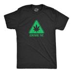 Mens Contains THC T Shirt Funny 420 Weed Leaf Warning Label Tee for Guys Funny T Shirts 420 Apparel for Men Novelty Tees for Guys Black - XL