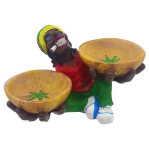 Rasta Ashtray Smoking Accessory Gift – Funny Unique Double Ash Tray Weed-themed Gifts for Smokers Cigarette Cigar, Great White Elephant Gag Gifts for Men Women