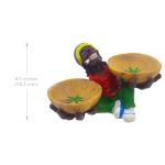 Rasta Ashtray Smoking Accessory Gift – Funny Unique Double Ash Tray Weed-themed Gifts for Smokers Cigarette Cigar, Great White Elephant Gag Gifts for Men Women