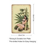 Allijune Trouble Ladies Weed Art, Weed Poster, Pin up Girl, Trippy Wall Art, Tatto Art, Pin Up Art,Garage Metal Sign for Man Cave Bar Garage Tools Wall Decor Wall Art, Metal Tin Sign 5.5 X 8 Inch
