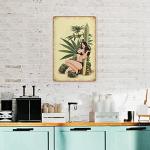 Allijune Trouble Ladies Weed Art, Weed Poster, Pin up Girl, Trippy Wall Art, Tatto Art, Pin Up Art,Garage Metal Sign for Man Cave Bar Garage Tools Wall Decor Wall Art, Metal Tin Sign 5.5 X 8 Inch