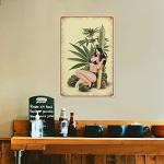 Allijune Trouble Ladies Weed Art, Weed Poster, Pin up Girl, Trippy Wall Art, Tatto Art, Pin Up Art,Garage Metal Sign for Man Cave Bar Garage Tools Wall Decor Wall Art, Metal Tin Sign 5.5 X 8 Inch