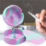 ""Stylish Silicone Ashtray with Lid: Prevents Flying Ash, Glows in the Dark, and Keeps Your Space Tidy!""