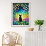 SANYUN Diamond Painting Kits,DIY Garden Cat Diamond Art Kits for Adults, Round 5D Animal and Flower Gem Art for Adults Crafts Pictures for Home Wall Decor Gifts 12 x 16 Inch