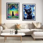 SANYUN Diamond Painting Kits,DIY Garden Cat Diamond Art Kits for Adults, Round 5D Animal and Flower Gem Art for Adults Crafts Pictures for Home Wall Decor Gifts 12 x 16 Inch