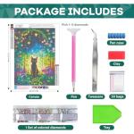 SANYUN Diamond Painting Kits,DIY Garden Cat Diamond Art Kits for Adults, Round 5D Animal and Flower Gem Art for Adults Crafts Pictures for Home Wall Decor Gifts 12 x 16 Inch