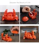 Ashtray with Lid, Windproof Tabletop Ceramic Cigarette Ash Tray for Outside or Inside, Crab Decor