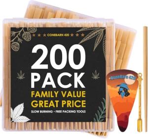 200 Pack Pre Rolled Cones | Natural Slow-Burning Cones Rolling Paper | 108mm King Size Rolling Papers | Cones | Rolling papers