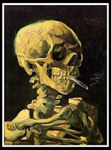 ZZMQ 5D Skull with Burning Cigarette by Vincent Van Gogh Diamond Painting by Numbers Kits for Adults,Crystal Rhinestone Diamond Embroidery Cross Stitch Kit Pictures Arts Craft for Home Decor(12X16In)