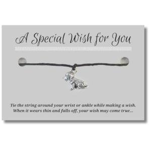 Vilda Jewellery Puppy Dog Black Wish Bracelet, Hemp with Silver Tone Charm on Printed Card, Adjustable Size up to 12 inches, Unisex Friendship Bracelet, Animal Pet Lover Gift