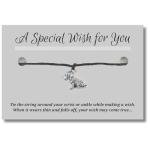 Vilda Jewellery Puppy Dog Black Wish Bracelet, Hemp with Silver Tone Charm on Printed Card, Adjustable Size up to 12 inches, Unisex Friendship Bracelet, Animal Pet Lover Gift