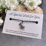 Vilda Jewellery Puppy Dog Black Wish Bracelet, Hemp with Silver Tone Charm on Printed Card, Adjustable Size up to 12 inches, Unisex Friendship Bracelet, Animal Pet Lover Gift