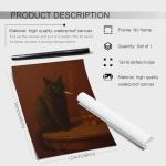 Vintage Moody Black Cat Smoking Poster Funny Cute Animal Canvas Wall Art Humor Cool Oil Canvas Painting for Bar Living Room Bedroom Wall Decor 12X16 inch Unframed