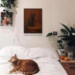 Vintage Moody Black Cat Smoking Poster Funny Cute Animal Canvas Wall Art Humor Cool Oil Canvas Painting for Bar Living Room Bedroom Wall Decor 12X16 inch Unframed