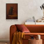 Vintage Moody Black Cat Smoking Poster Funny Cute Animal Canvas Wall Art Humor Cool Oil Canvas Painting for Bar Living Room Bedroom Wall Decor 12X16 inch Unframed