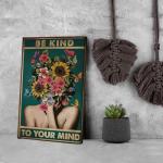 DIHSIEG Flower Canvas Wall Art Be Kind to Your Mind Vintage Poster Frameless Floral Can be hung on the Wall Heal Your Heart poster Wall Art Canvas(12x16 Dark Green)