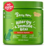 Zesty Paws Dog Allergy Relief - Anti Itch Supplement - Omega 3 Probiotics for Dogs - Salmon Oil Digestive Health - Soft Chews for Skin & Seasonal Allergies - with Epicor Pets – Hemp - 90 Count…