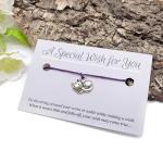 Vilda Jewellery Kitty Cat Purple Wish Bracelet, Hemp with Silver Tone Charm on Printed Card, Adjustable Size up to 12 inches, Unisex Friendship Bracelet, Cat Pet Animal Lover Gift
