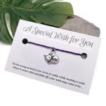 Vilda Jewellery Kitty Cat Purple Wish Bracelet, Hemp with Silver Tone Charm on Printed Card, Adjustable Size up to 12 inches, Unisex Friendship Bracelet, Cat Pet Animal Lover Gift