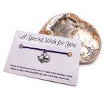 Vilda Jewellery Kitty Cat Purple Wish Bracelet, Hemp with Silver Tone Charm on Printed Card, Adjustable Size up to 12 inches, Unisex Friendship Bracelet, Cat Pet Animal Lover Gift