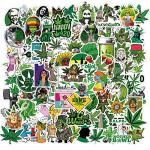 100PCS Stoner Weed Stickers, Vinyl Waterproof Green Marijuana Stickers Pack for Laptop Water Bottles Bumper Phone, Leaves Decals Decoration for Adults