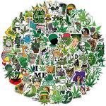 100PCS Stoner Weed Stickers, Vinyl Waterproof Green Marijuana Stickers Pack for Laptop Water Bottles Bumper Phone, Leaves Decals Decoration for Adults