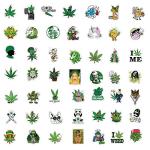 100PCS Stoner Weed Stickers, Vinyl Waterproof Green Marijuana Stickers Pack for Laptop Water Bottles Bumper Phone, Leaves Decals Decoration for Adults