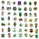 100PCS Stoner Weed Stickers, Vinyl Waterproof Green Marijuana Stickers Pack for Laptop Water Bottles Bumper Phone, Leaves Decals Decoration for Adults
