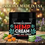 Healthergize Hemp Cream Maximum Strength-Full Body Hemp Lotion Relief-Instant Results-Hemp Oil Infused-Lavender, Aloe, Turmeric, Aches, Muscles, Joints, Back, Knees, Neck-Made in USA
