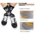 UTTPLL Winter Socks for Men Women Marijuana Weed Leaf Printed Cotton Crew Boot Scoks Maple Leaf Athletic Hiking Socks Black Green One Size