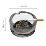 Black Skull with Gold Roses Cigarette Ashtrays Round Portable Cigar Ashtray Transparent Glass Smoking Ash Tray for Indoor Outdoor Home Office Patio Balcony Tabletop Decor