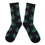 Huga Fang 4 Pairs Pack Marijuana Weed Leaf Printed Cotton Athletic Sports High Crew Socks for Women Men (G-4 pairs), One Size-Large