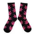 Huga Fang 4 Pairs Pack Marijuana Weed Leaf Printed Cotton Athletic Sports High Crew Socks for Women Men (G-4 pairs), One Size-Large