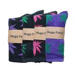 Huga Fang 4 Pairs Pack Marijuana Weed Leaf Printed Cotton Athletic Sports High Crew Socks for Women Men (G-4 pairs), One Size-Large